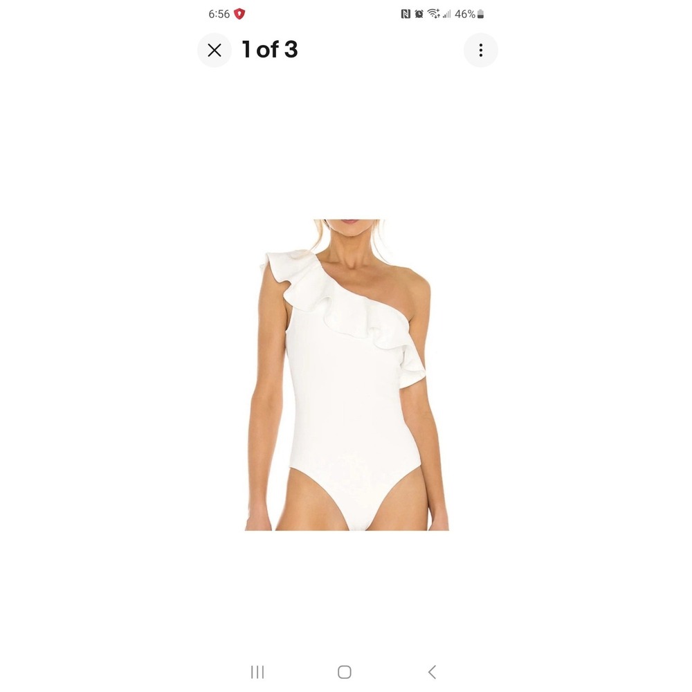 Show Me Your MuMu White Ruffle‎ One Shoulder Bodysuit Medium NWT
